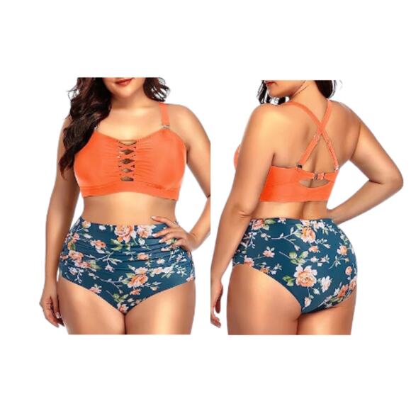 NWT Daci Plus Size High Waisted Bikini Set Size 16W - Picture 1 of 6
